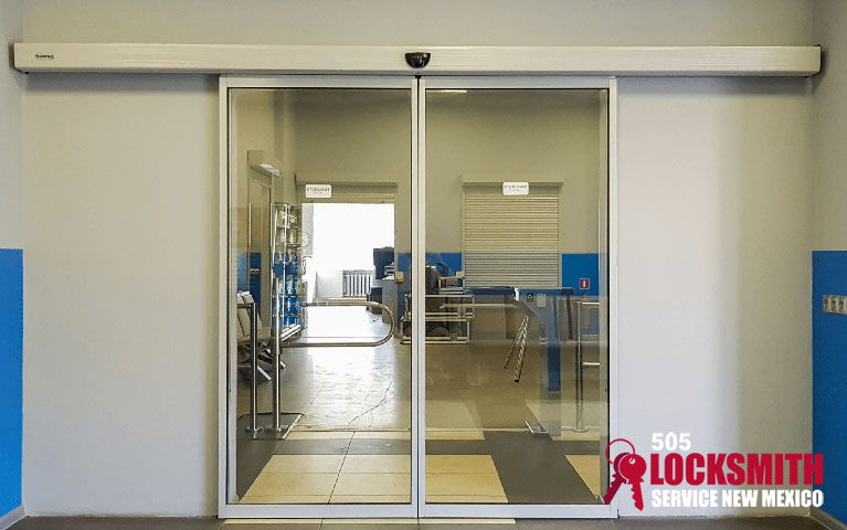 Commercial glass door hardware installation in Albuquerque, New Mexico